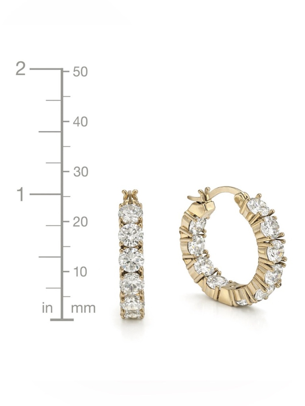 And Now This Cubic Zirconia 18K Gold over Brass Hoop Earrings - NIB - Picture 4 of 9